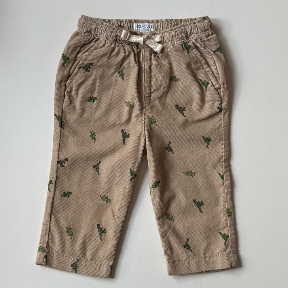 Crewcuts Baby Boys Tan Dinosaur Print Corduroy Pants - Size 6-12M